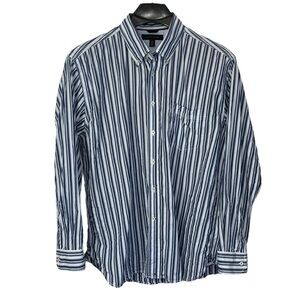 Tommy Hilfiger Vintage men's Size‎ XL blue and white striped button down shirt.